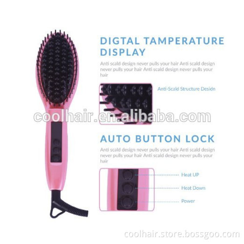 digital hair straightening brush PINK color with customized logo and packing available